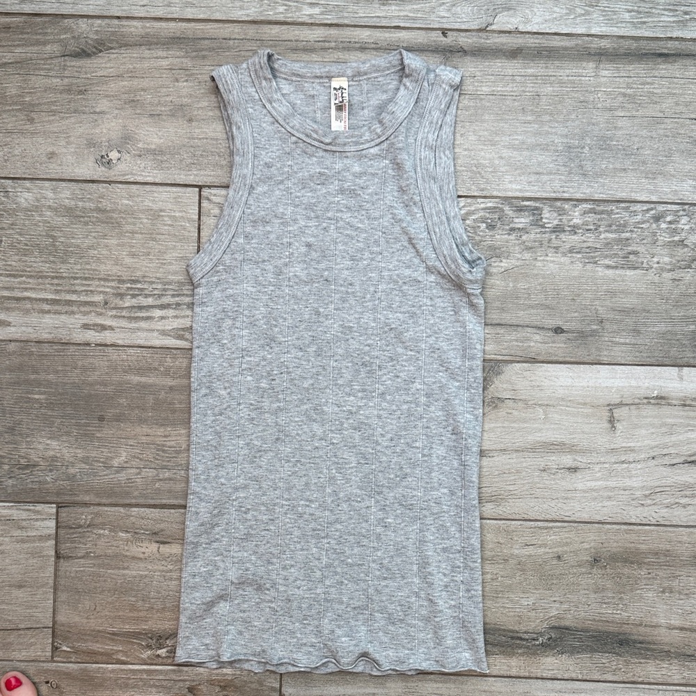 Free People Light Heather Gray Ribbed Crew Tank
